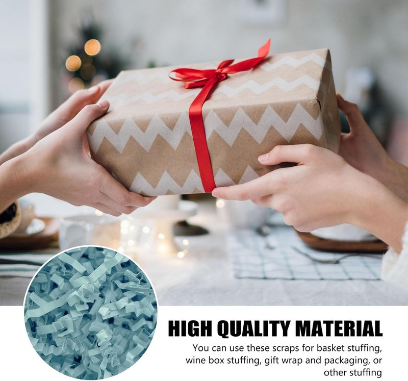 ZEBMOON 2 LB Light Blue Crinkle Cut Paper Shred Filler Great for Gift Wrapping, Basket Filling, Birthday, Wedding, Halloween, Thanksgiving, Christmas Day, New Year Party Decorations Filling Supplies - Image 2